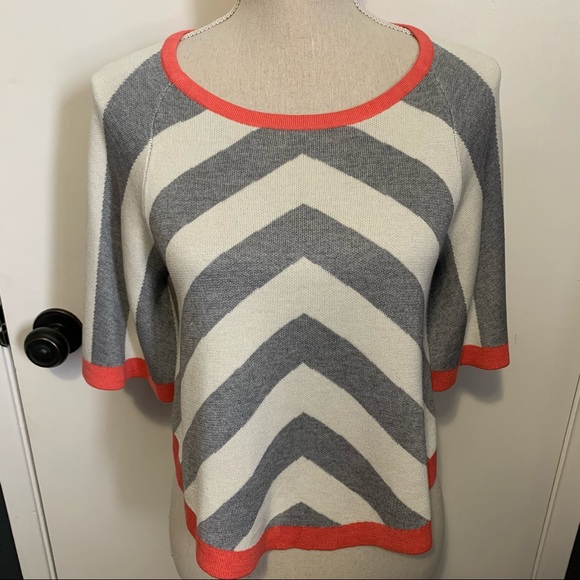 Kit And Ace Sweater XS Small Striped Wide Sleeve Grey Coral Knit - Picture 2 of 7
